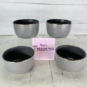Thyme & Table AVA Gray Smooth Platinum Stoneware Dessert Ice Cream Bowl Set 4